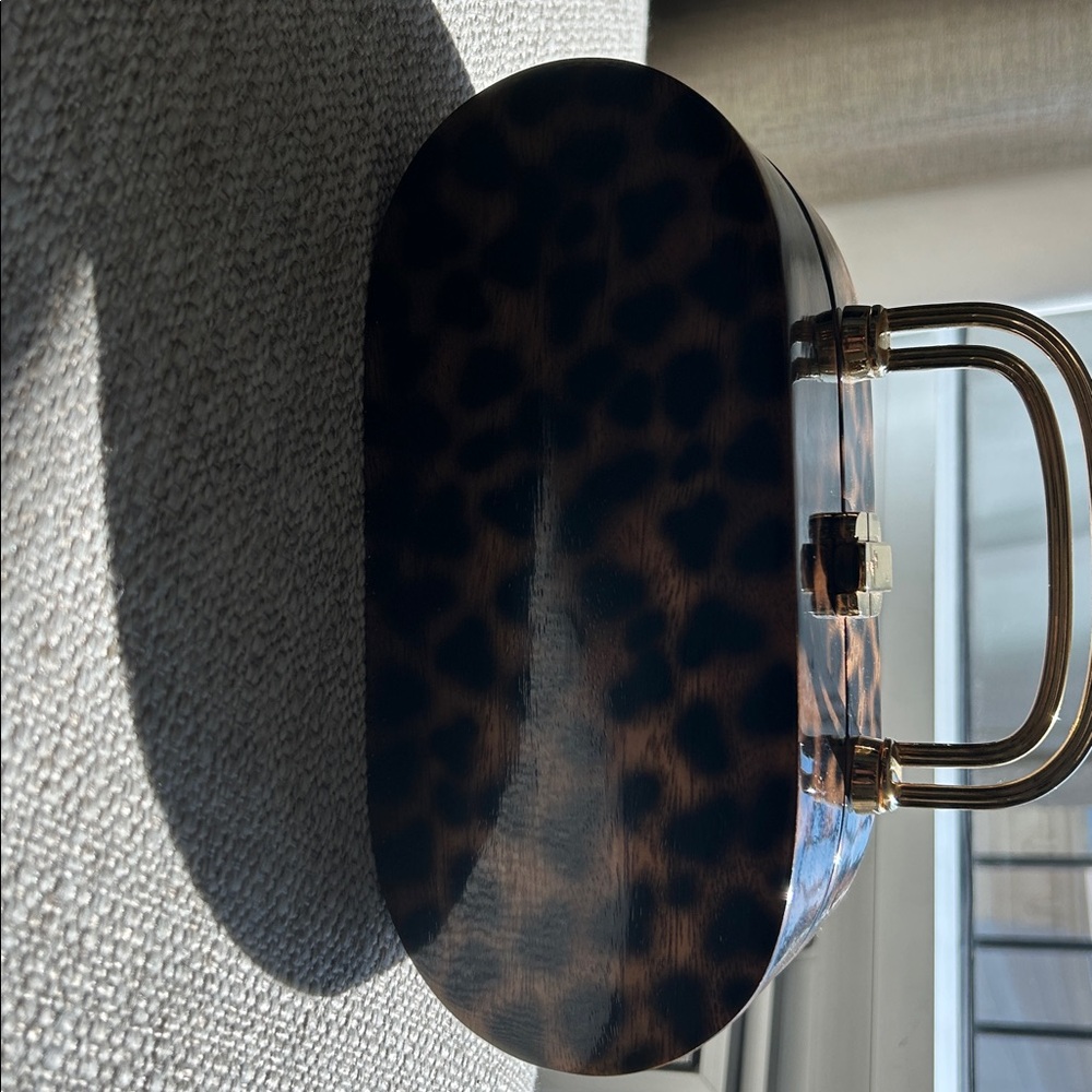 Timmy Woods Brown and Gold Clutch with Leopard Print - Picture 9 of 11